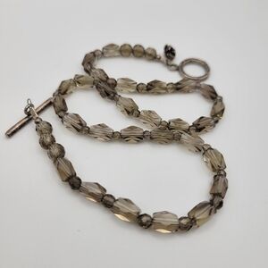 Elegant Smoky Quartz Beaded Necklace 15"